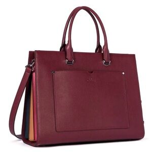 Cluci Leather Laptop Bag Briefcase Large Women’s Red Tote Bag
